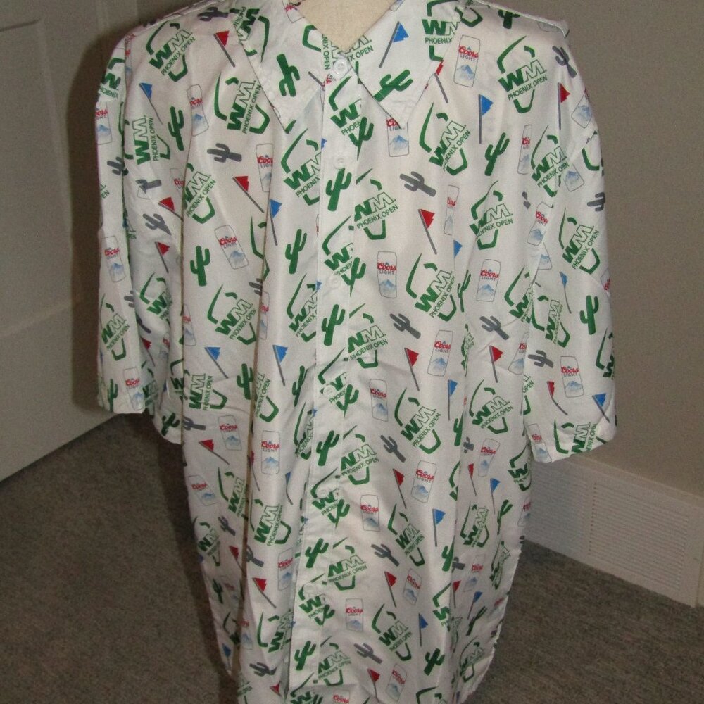 BDA Waste Management Phoenix Open Button Up Hawaiian Shirt Golf Coors Light 2XL